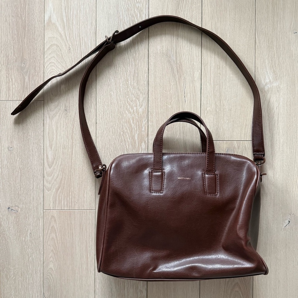 Matt & Nat Vegan Leather Doctor Crossbody Bag in Dark Brown